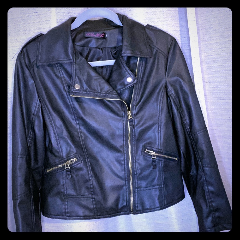 Faux leather moto jacket.